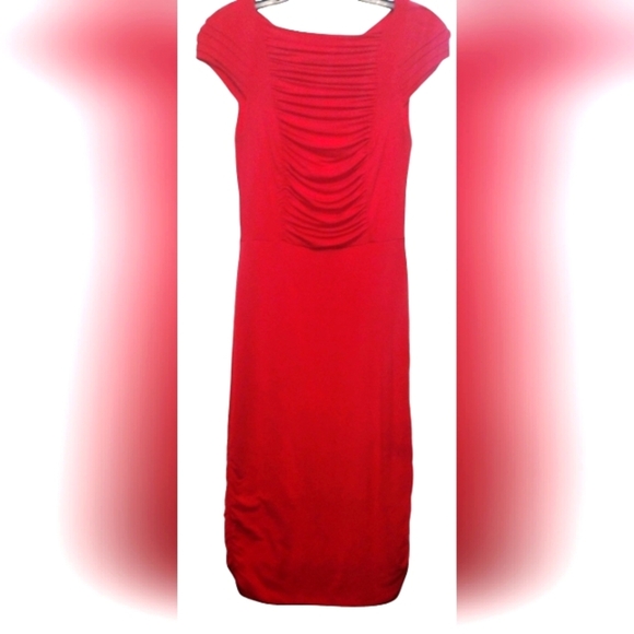 Women's Rachel Pally Red Rouched Cap Sleeve Bodycon Modal Spandex Dress Size XS - Picture 1 of 9